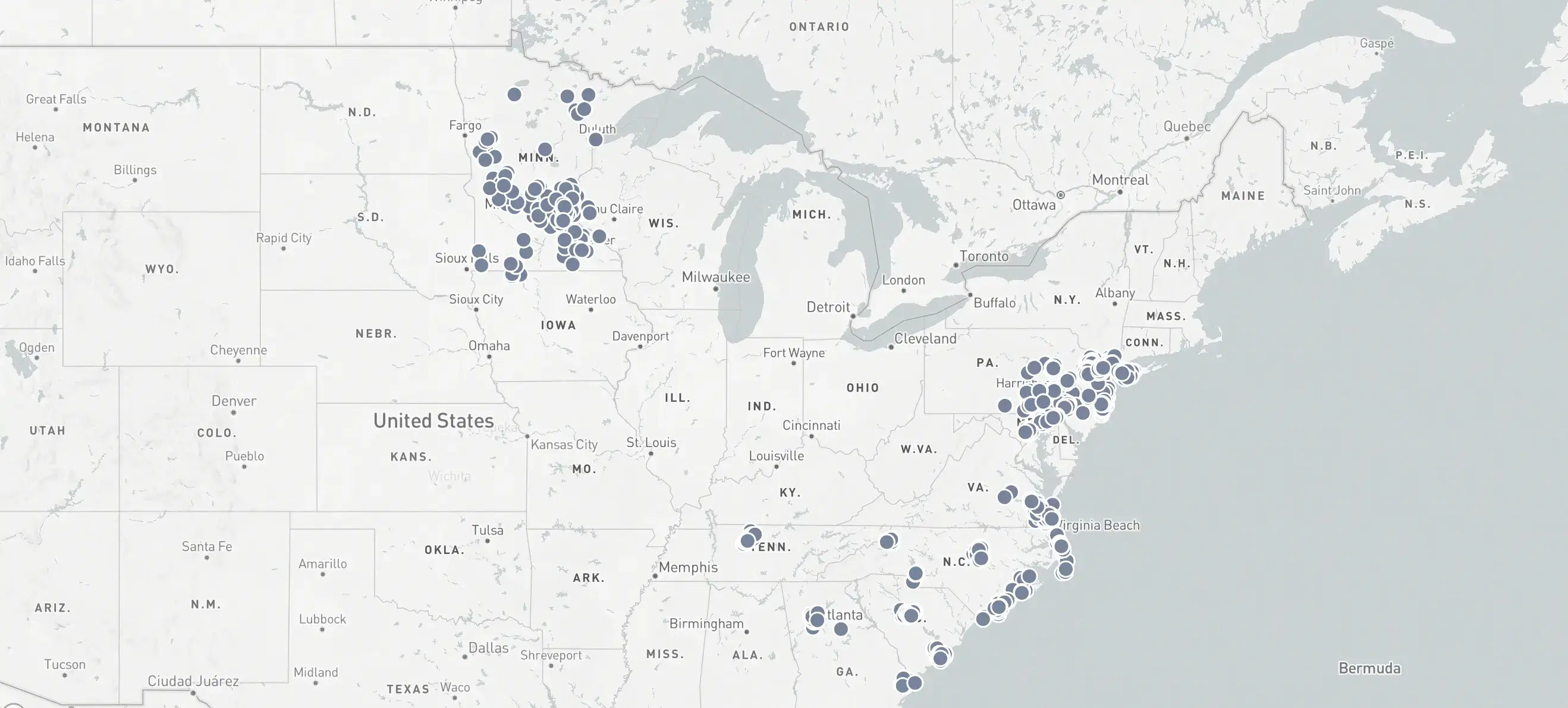 VSTR network coverage map